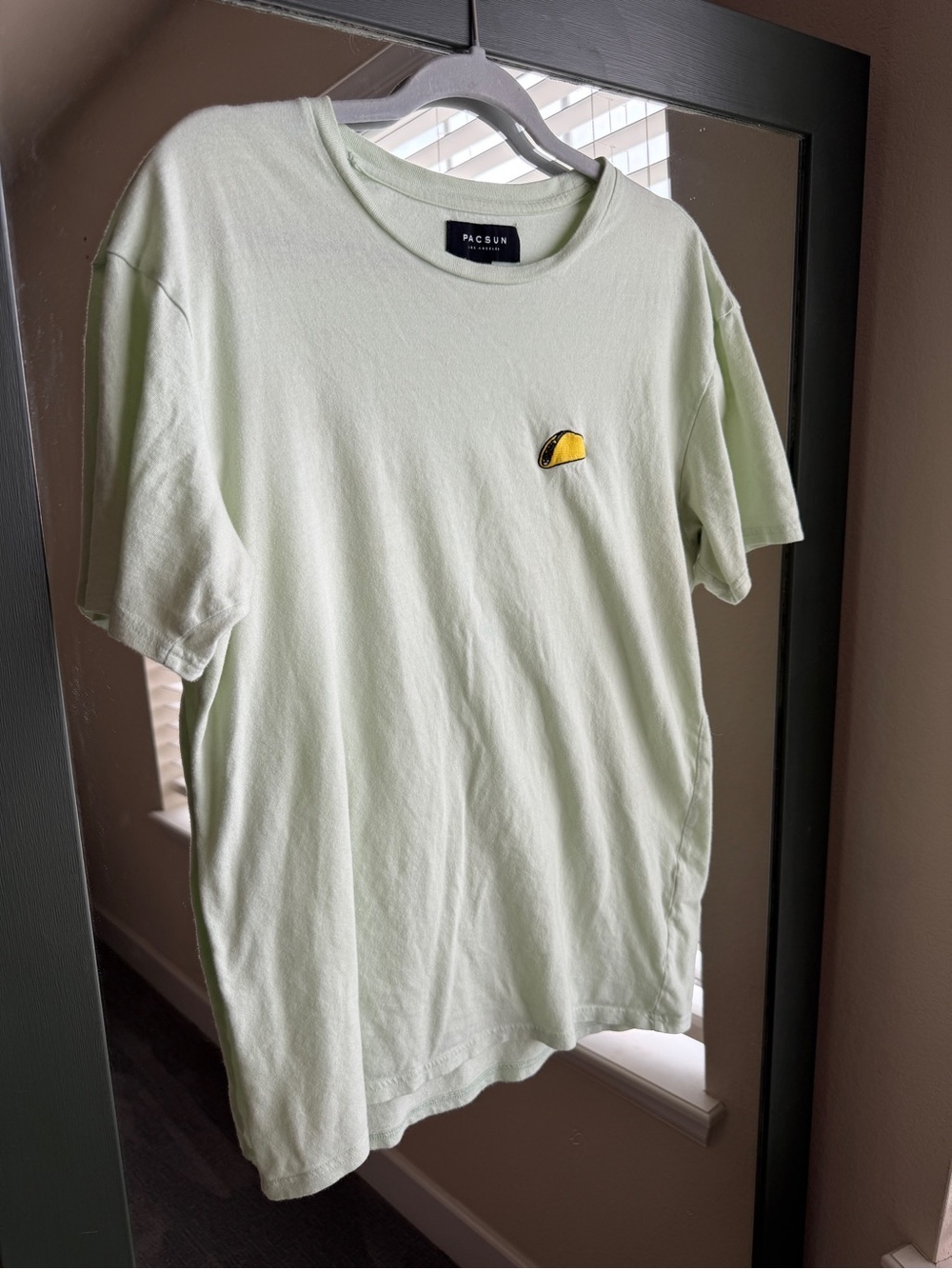 PacSun Mint Green Minimalist Taco Embroidered Crew Neck Tee - Picture 2 of 6